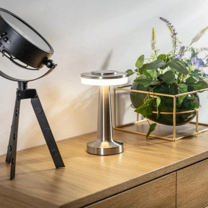 Cordless Metal Table Lamp Rechargeable Dimmable LED Light