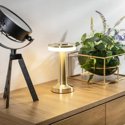 Cordless Metal Table Lamp Rechargeable Dimmable LED Light