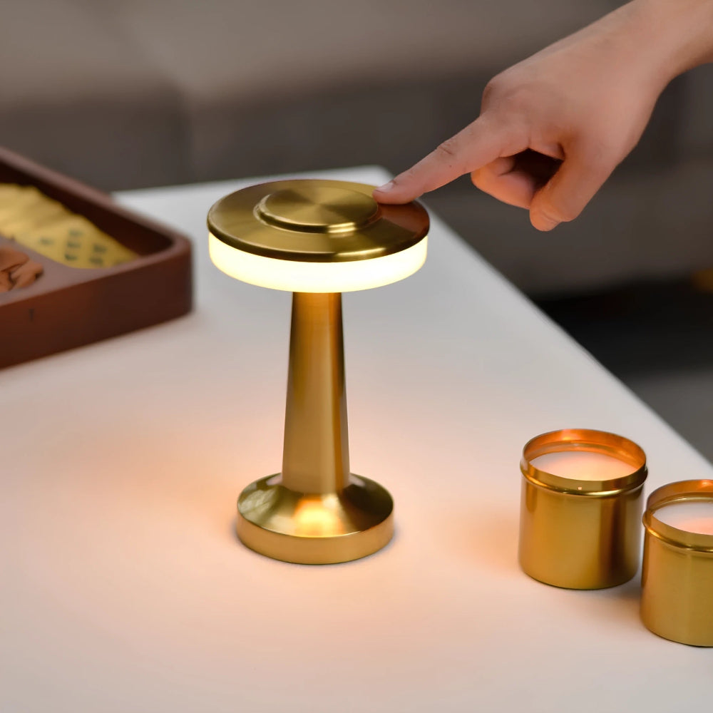 Cordless Metal Table Lamp Rechargeable Dimmable LED Light