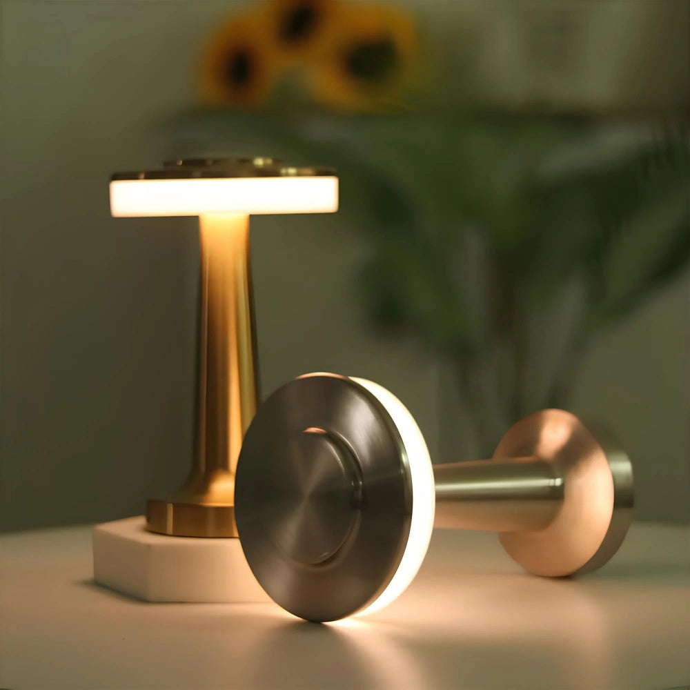 Cordless Metal Table Lamp Rechargeable Dimmable LED Light