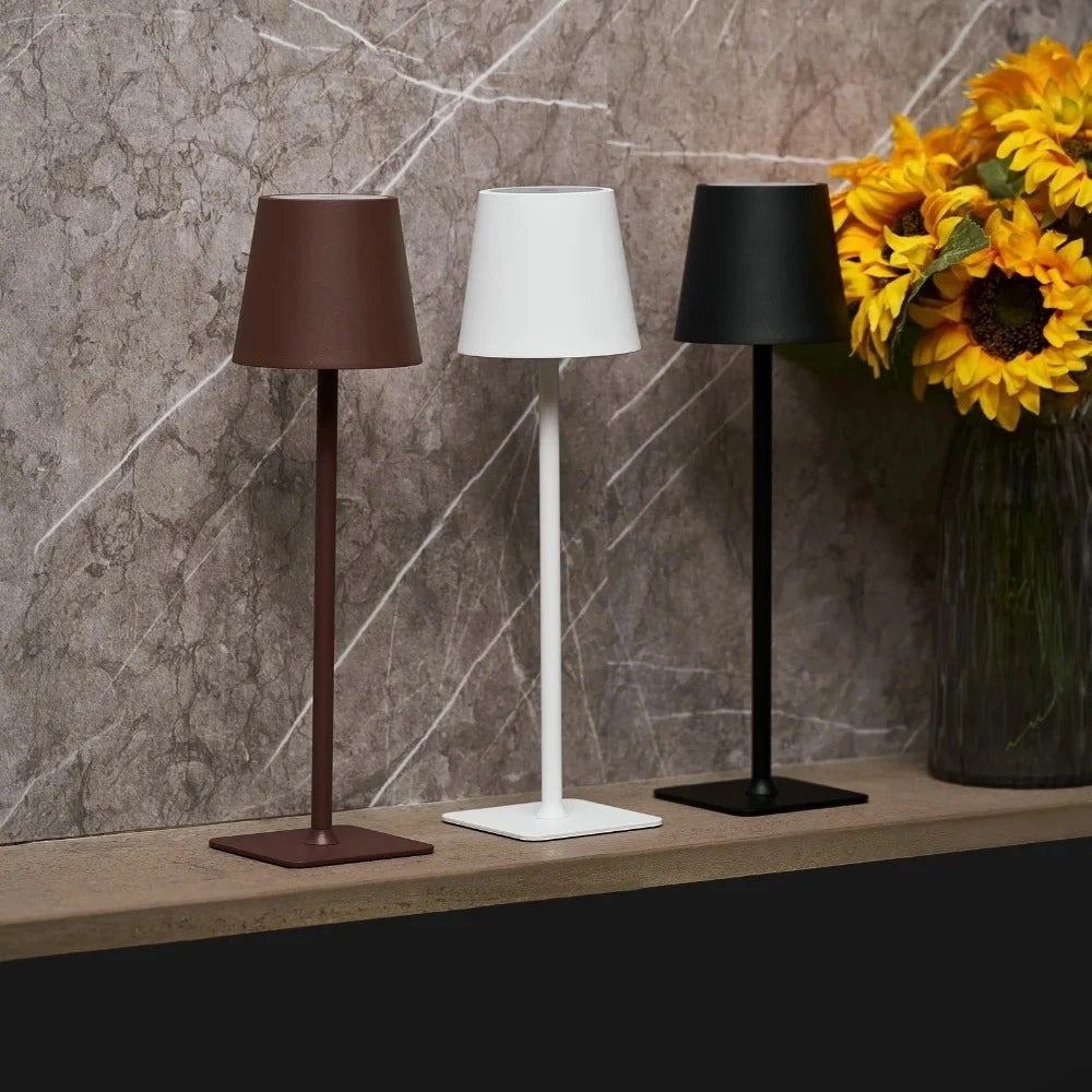 Cordless Metal Table Lamp Touch Dimmable Rechargeable LED