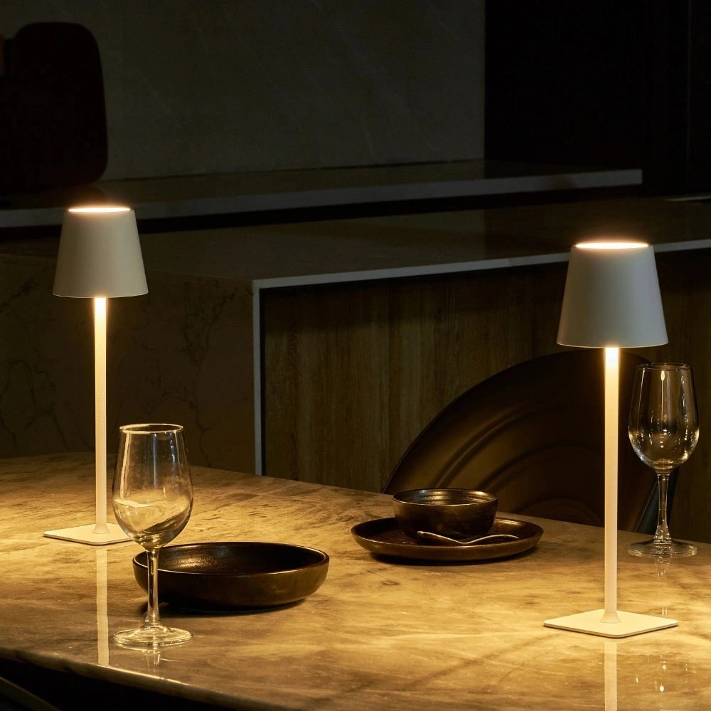 Cordless Metal Table Lamp Touch Dimmable Rechargeable LED