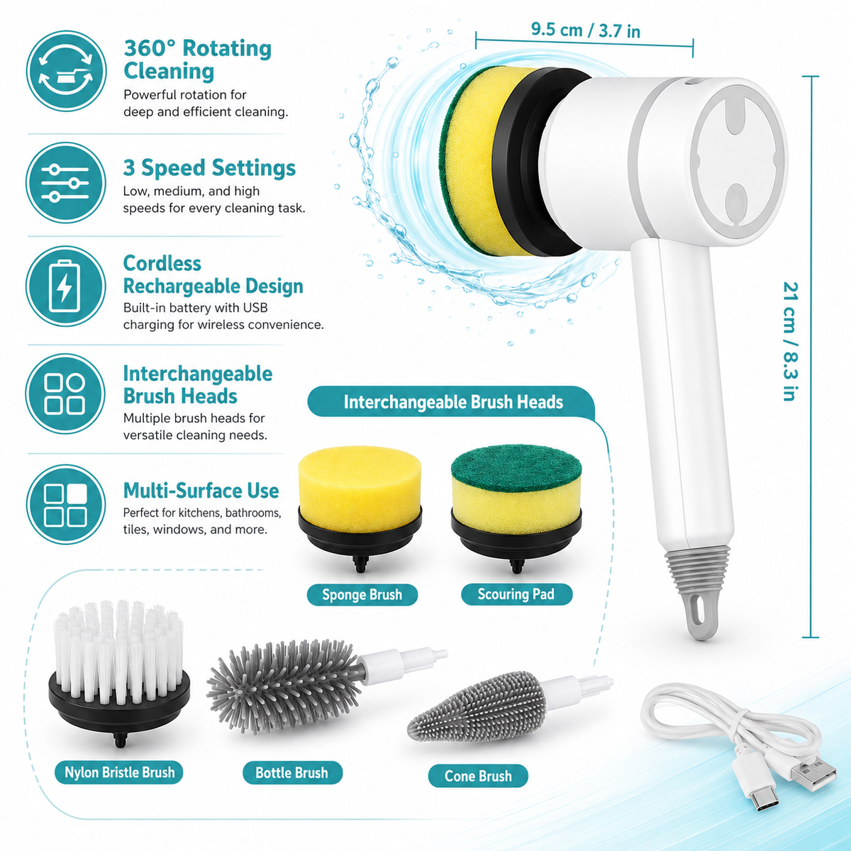 Cordless Multi Surface Electric Cleaning Brush