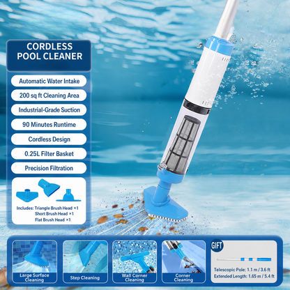 Cordless Pool Vacuum Cleaner Rechargeable Handheld Spa and Pool Cleaning