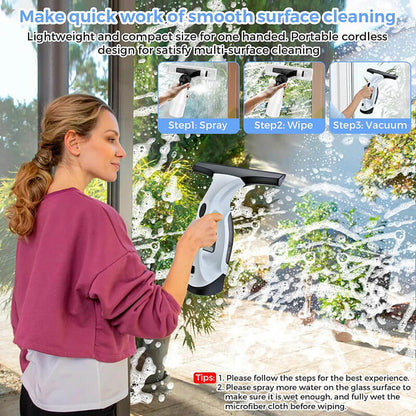 Cordless Window Vacuum Cleaner Rechargeable Glass Cleaning Washer