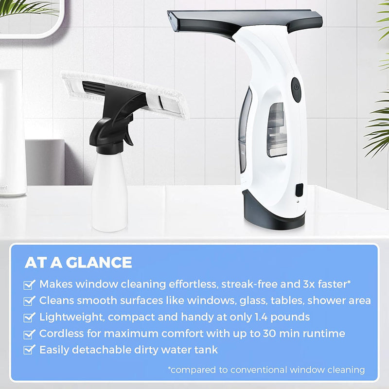 Cordless Window Vacuum Cleaner Streak Free Glass Cleaner