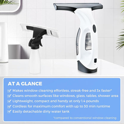 Cordless Window Vacuum Cleaner Streak Free Glass Cleaner