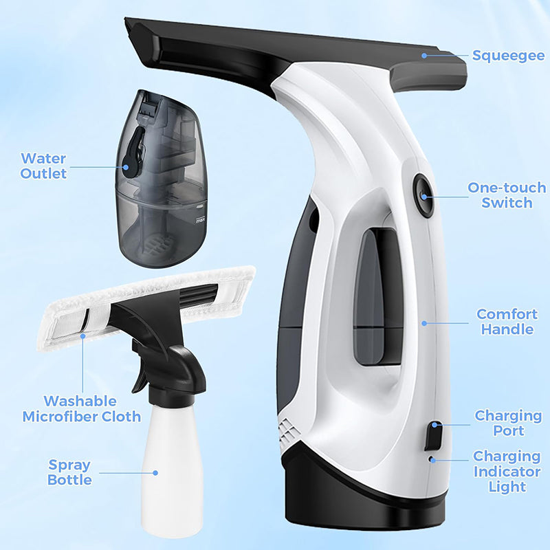 Cordless Window Vacuum Cleaner Streak Free Glass Cleaner