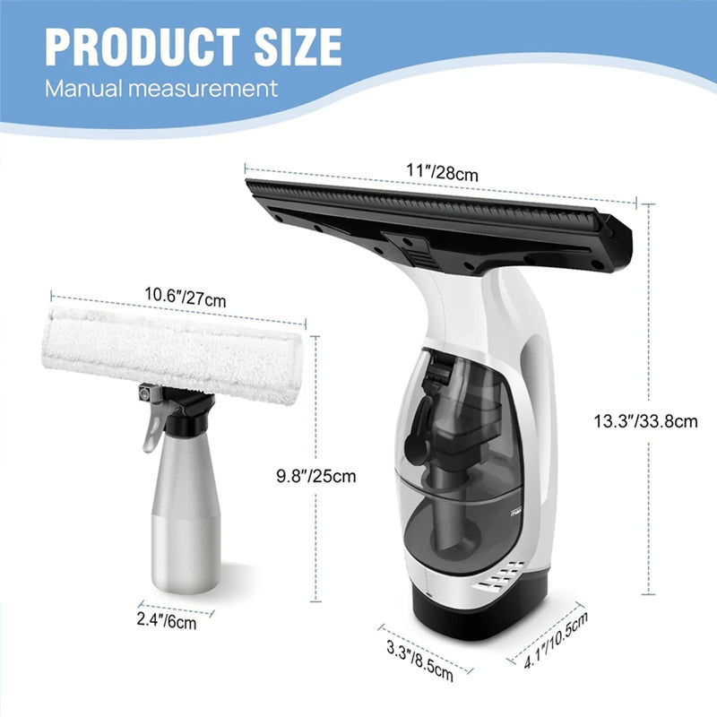 Cordless Window Vacuum Cleaner Streak Free Glass Cleaner