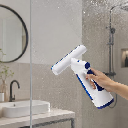 Cordless Window Vacuum with Double Tank and Microfibre Squeegee