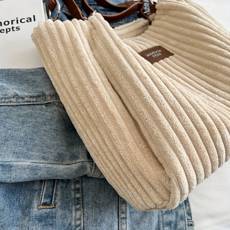 Corduroy Chain Shoulder Bag with Spacious Everyday Storage