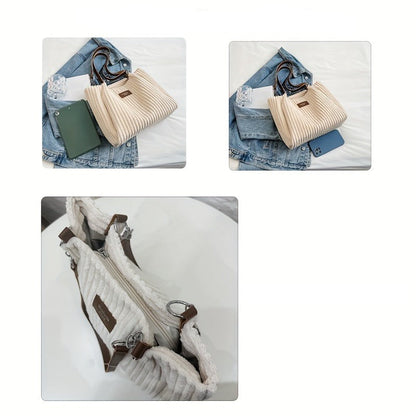 Corduroy Chain Shoulder Bag with Spacious Everyday Storage