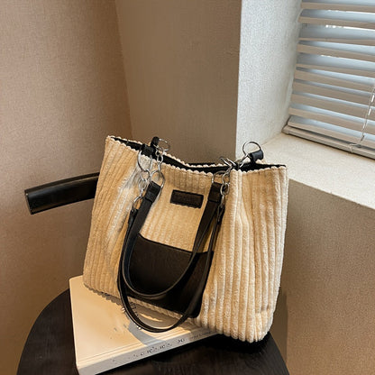 Corduroy Chain Shoulder Bag with Spacious Everyday Storage