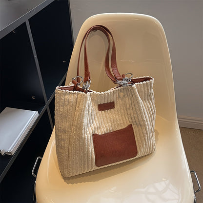 Corduroy Chain Shoulder Bag with Spacious Everyday Storage