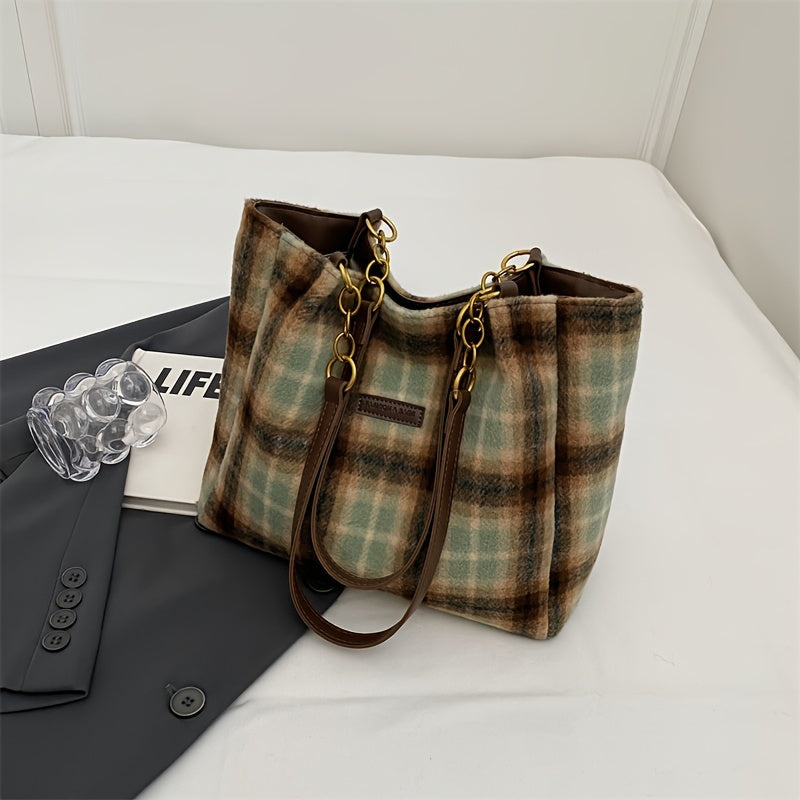 Corduroy Chain Shoulder Bag with Spacious Everyday Storage