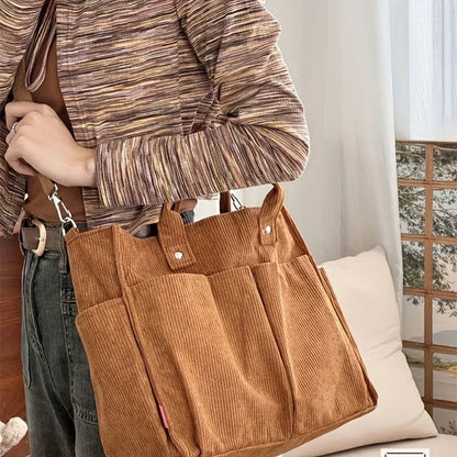 Corduroy Tote Bag Womens Shoulder Bag Large Capacity Crossbody Handbag
