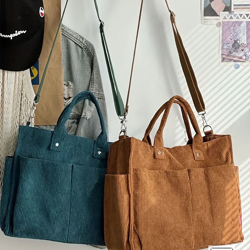 Corduroy Tote Bag Womens Shoulder Bag Large Capacity Crossbody Handbag
