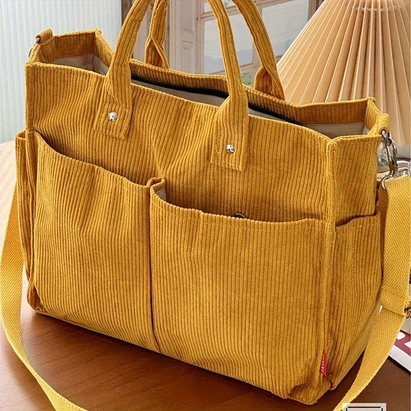 Corduroy Tote Bag Womens Shoulder Bag Large Capacity Crossbody Handbag