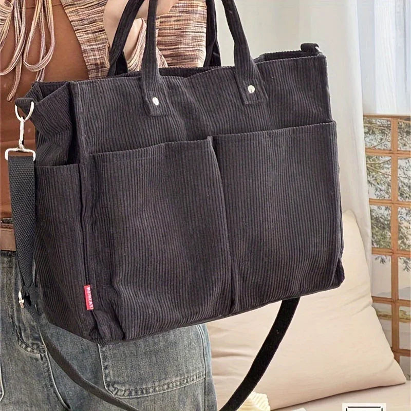 Corduroy Tote Bag Womens Shoulder Bag Large Capacity Crossbody Handbag