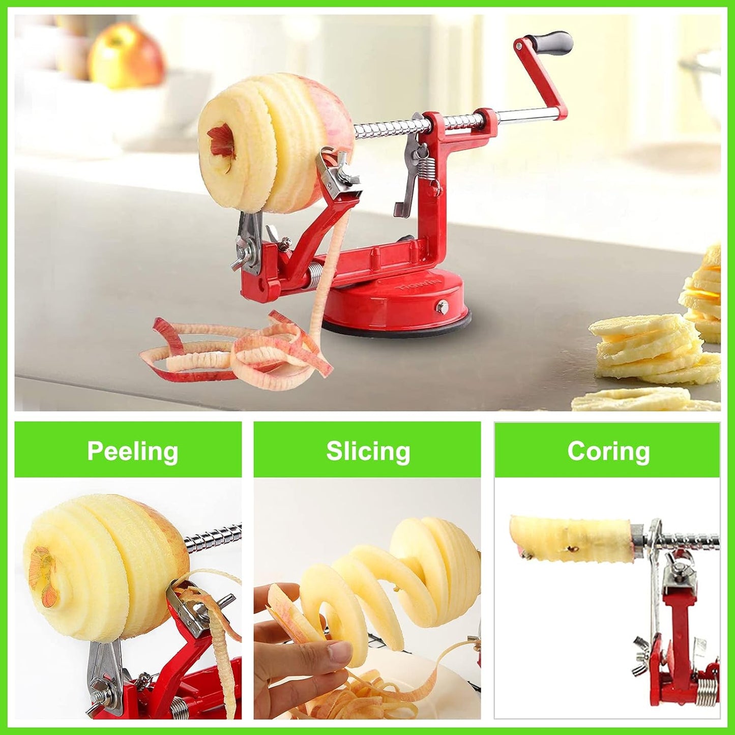 CoreSlicer Apple Peeler & Corer with Suction Base – Efficient Kitchen Tool