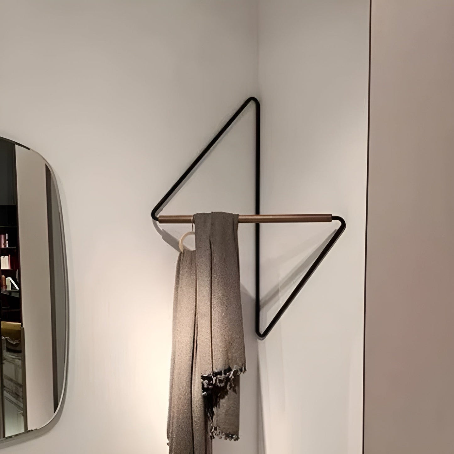 Corner Wall Coat Hook Wooden Metal Storage Rack