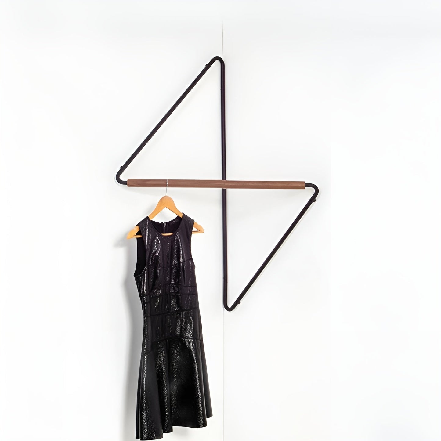 Corner Wall Coat Hook Wooden Metal Storage Rack