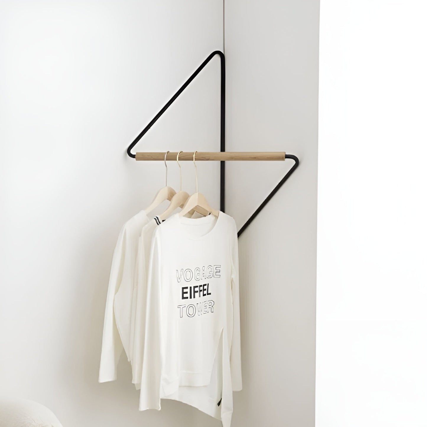 Corner Wall Coat Hook Wooden Metal Storage Rack
