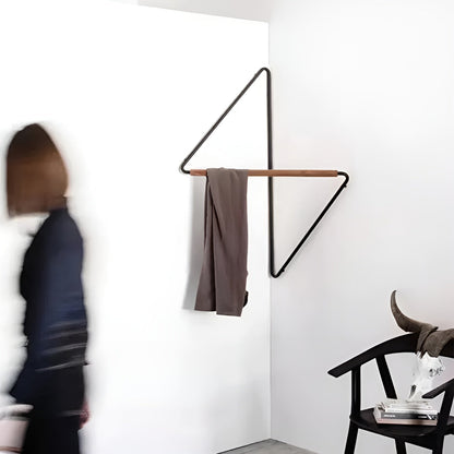 Corner Wall Coat Hook Wooden Metal Storage Rack