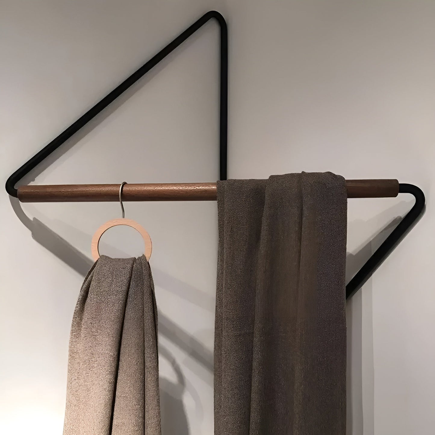 Corner Wall Coat Hook Wooden Metal Storage Rack