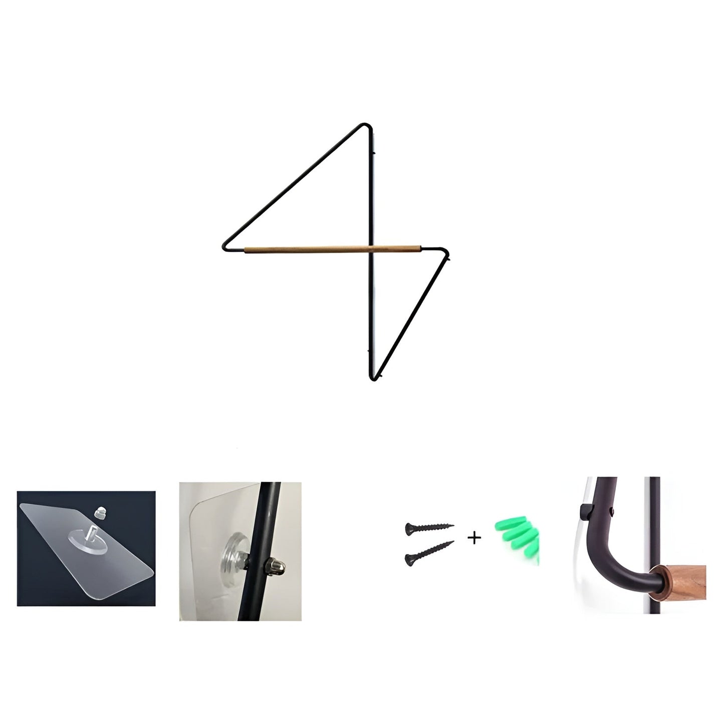Corner Wall Coat Hook Wooden Metal Storage Rack