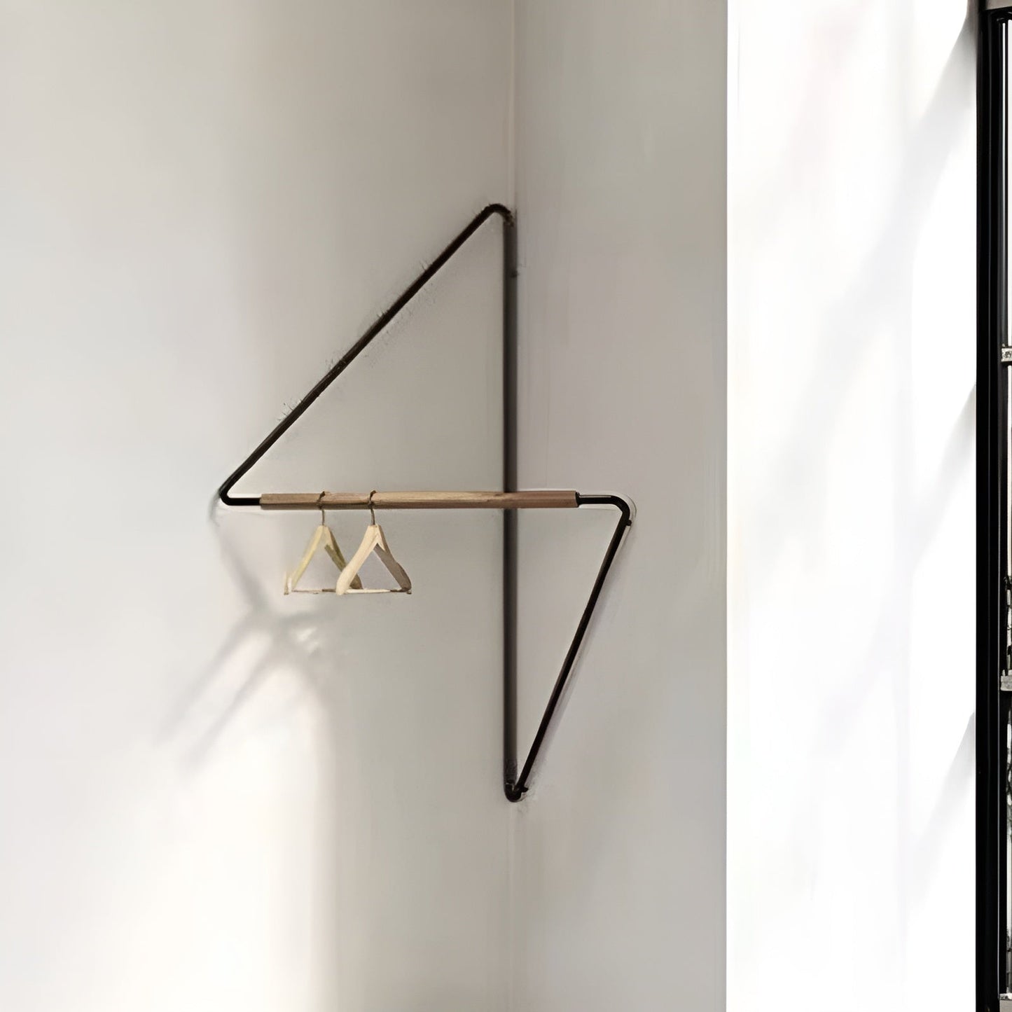 Corner Wall Coat Hook Wooden Metal Storage Rack