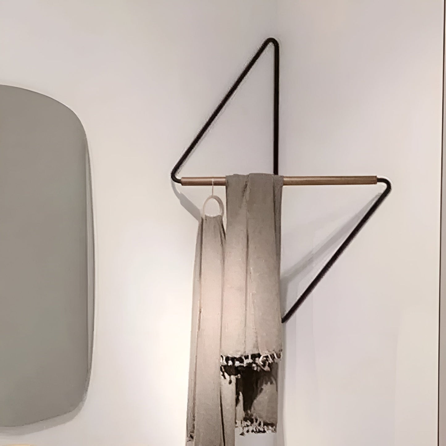 Corner Wall Coat Hook Wooden Metal Storage Rack