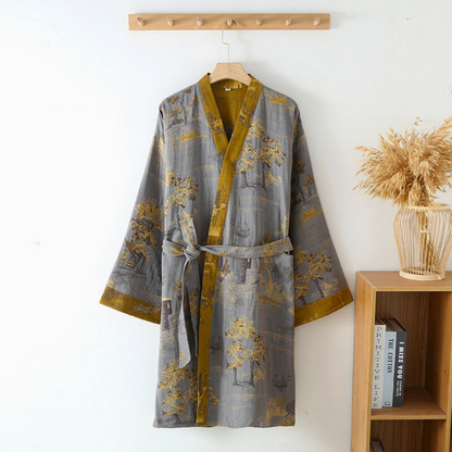Cotton Kimono Bathrobe Relaxed Fit Lightweight Loungewear