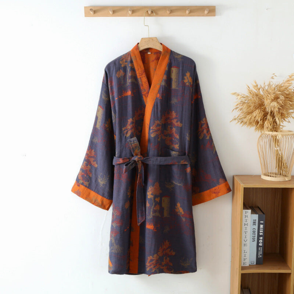 Cotton Kimono Bathrobe Relaxed Fit Lightweight Loungewear