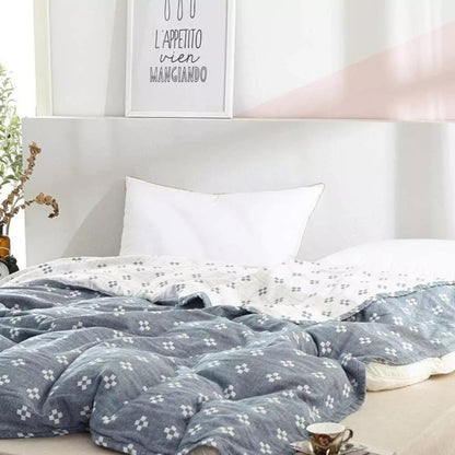 Cotton Throw Blanket with Geometric Pattern
