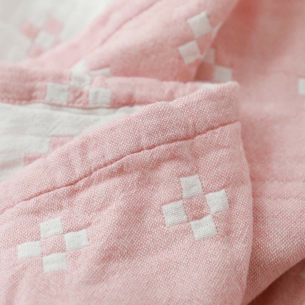 Cotton Throw Blanket with Geometric Pattern