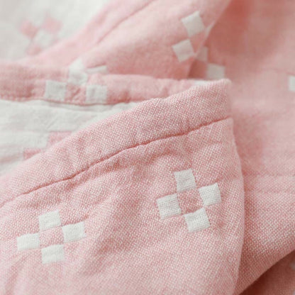 Cotton Throw Blanket with Geometric Pattern