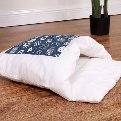 Cozy Cave Cat Bed with Soft Sleeping Bag and Support Pillow