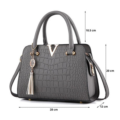 Croc Embossed Shoulder Handbag Elegant PU Leather Purse