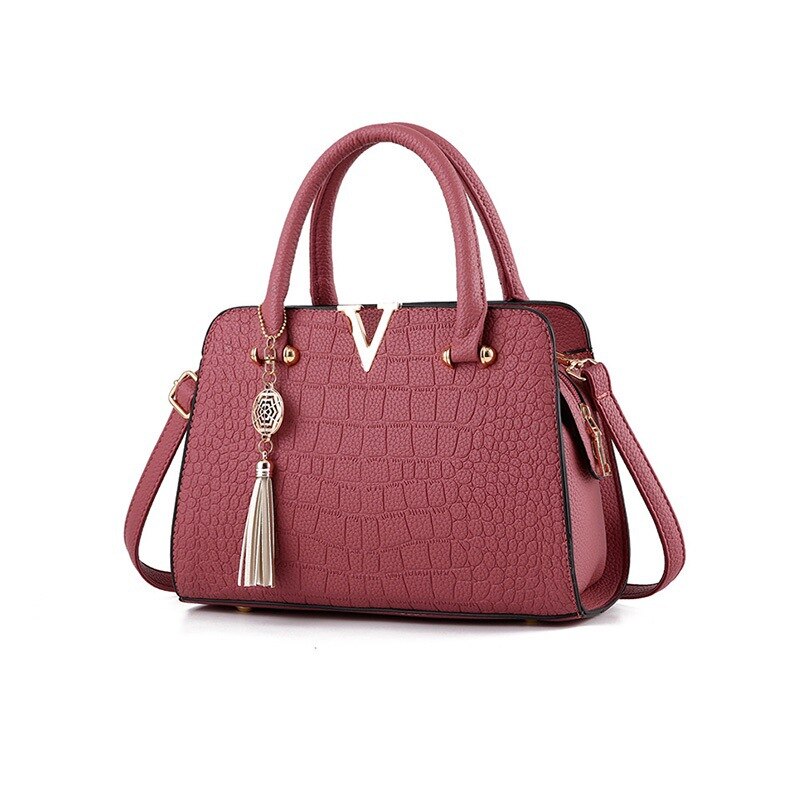 Croc Embossed Shoulder Handbag Elegant PU Leather Purse