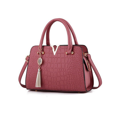 Croc Embossed Shoulder Handbag Elegant PU Leather Purse