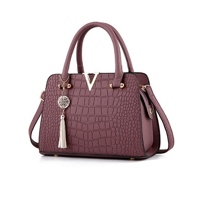 Croc Embossed Shoulder Handbag Elegant PU Leather Purse