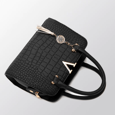 Croc Embossed Shoulder Handbag Elegant PU Leather Purse