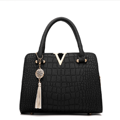 Croc Embossed Shoulder Handbag Elegant PU Leather Purse