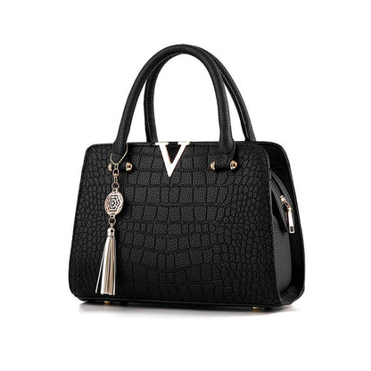 Croc Embossed Shoulder Handbag Elegant PU Leather Purse