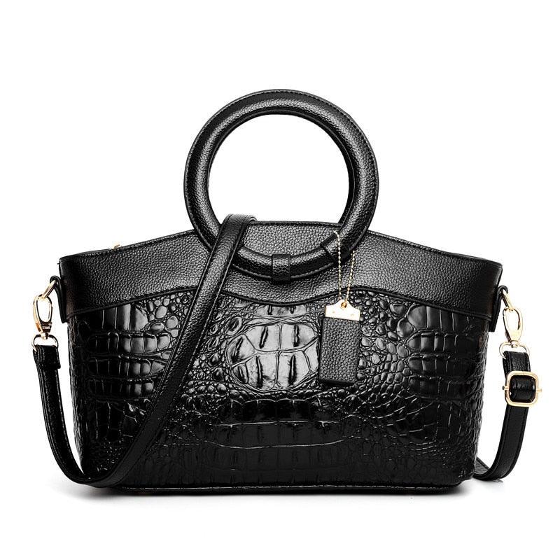 Croc Embossed Womens Handbag Luxury Vegan Leather Purse