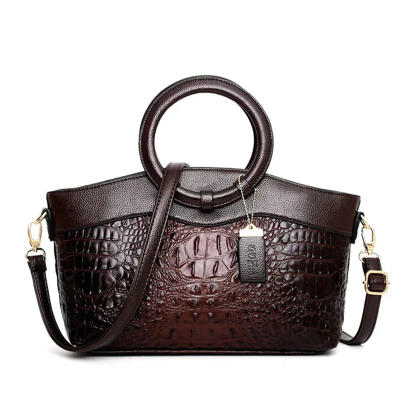 Croc Embossed Womens Handbag Luxury Vegan Leather Purse