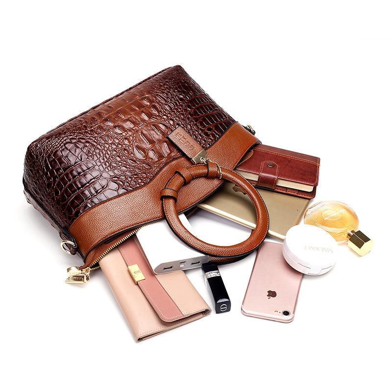 Croc Embossed Womens Handbag Luxury Vegan Leather Purse