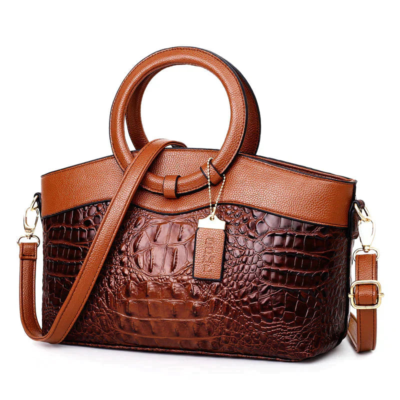 Croc Embossed Womens Handbag Luxury Vegan Leather Purse