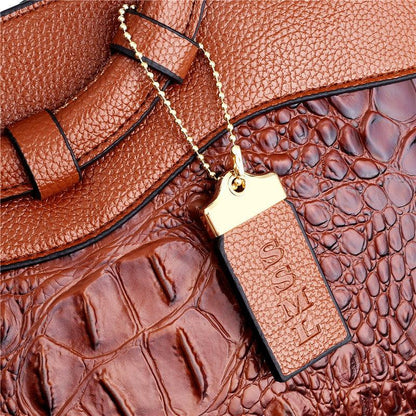Croc Embossed Womens Handbag Luxury Vegan Leather Purse